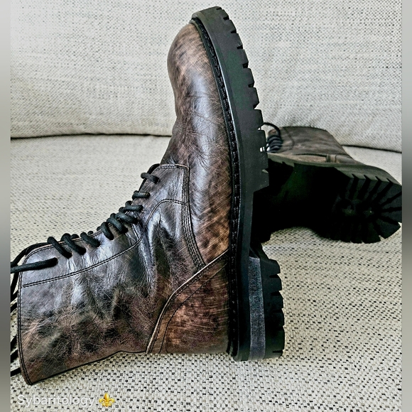 ANN DEMEULEMEESTER Alec Ankle  Leather Boots  Distressed Brown Size: 42/9  ITALY
